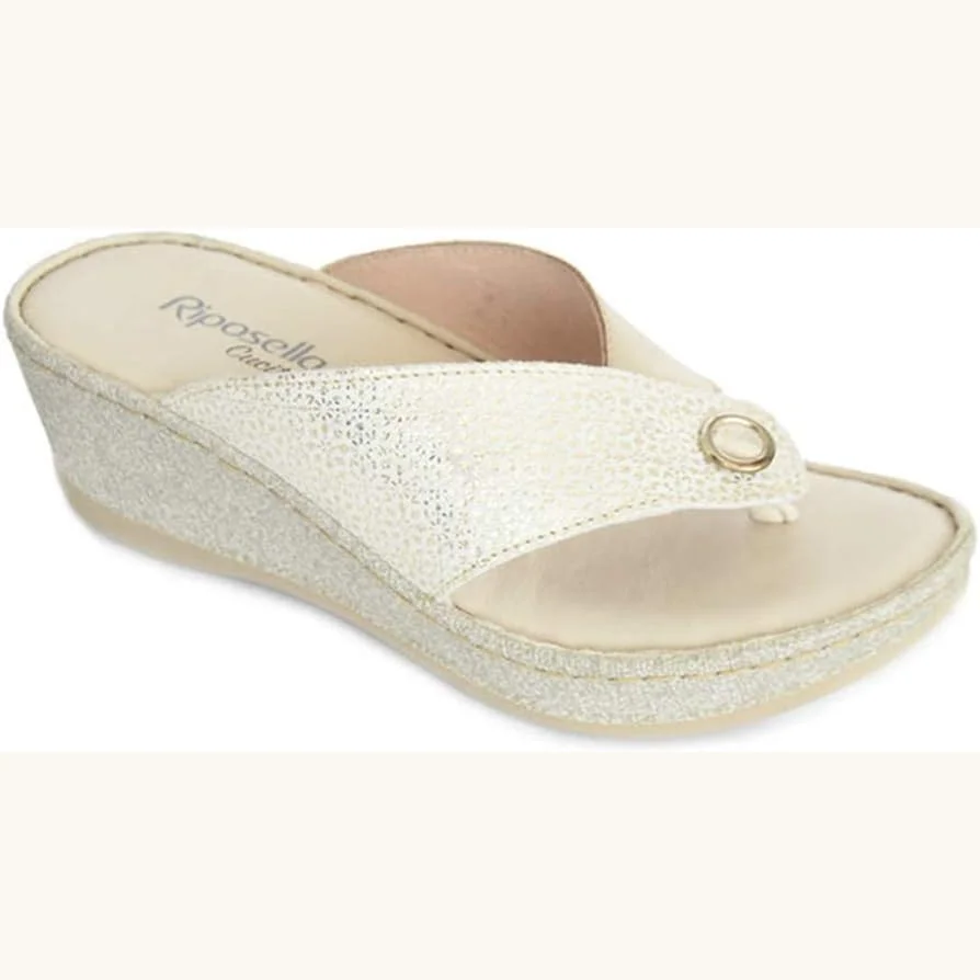 Riposella zueco cuña donna platino